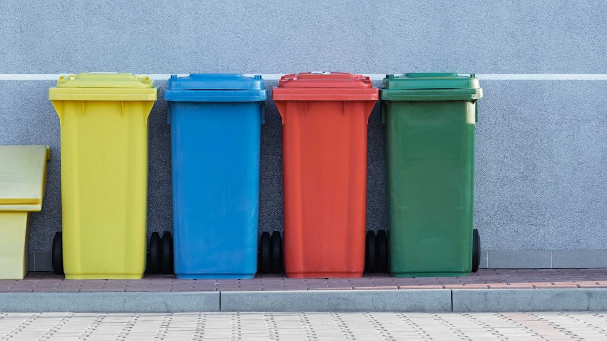 Modern waste sorting and material recovery facility in Dubai industrial sector with categorized recycling bays